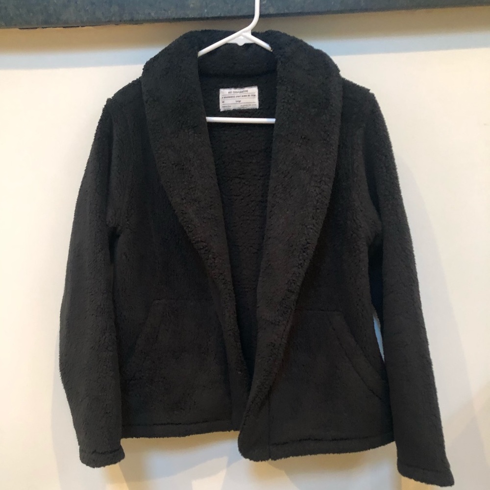 REI black teddy coat size L